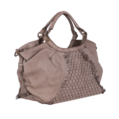 GEANTA ZEVO DAMA CREM PIELE NATURALA VINTAGE DETALIU IMPLETITURA SI FRANJURI ROZALIA