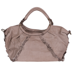 GEANTA ZEVO DAMA CREM PIELE NATURALA VINTAGE DETALIU IMPLETITURA SI FRANJURI ROZALIA