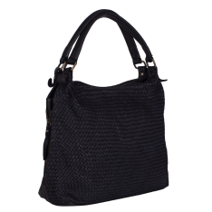 GEANTA ZEVO DAMA NEAGRA PIELE NATURALA VINTAGE DETALIU IMPLETITURA SILVANA