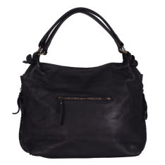 GEANTA ZEVO DAMA NEAGRA PIELE NATURALA VINTAGE DETALIU IMPLETITURA SILVANA