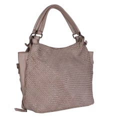 GEANTA ZEVO DAMA CREM PIELE NATURALA VINTAGE DETALIU IMPLETITURA SILVANA