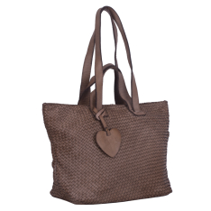 GEANTA ZEVO DAMA TAUPE VINTAGE PIELE NATURALA IMPLETITA ZAMFIRA
