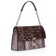  GEANTA ZEVO DAMA UNICAT BEJ PIELE NATURALA PREMIUM PRINT PITON SI PRINT LEOPARD ZAIRA