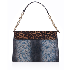  GEANTA ZEVO DAMA UNICAT BEJ PIELE NATURALA PREMIUM PRINT PITON SI PRINT LEOPARD ZAIRA
