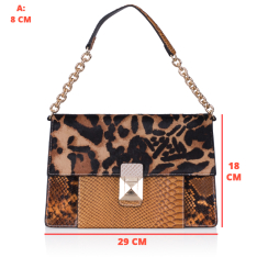  GEANTA ZEVO DAMA UNICAT GALBENA PIELE NATURALA PREMIUM PRINT PITON SI PRINT LEOPARD ZAIRA 