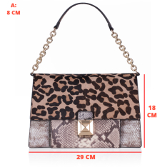  GEANTA ZEVO DAMA UNICAT CREM PIELE NATURALA PREMIUM PRINT PITON SI PRINT LEOPARD ZAIRA