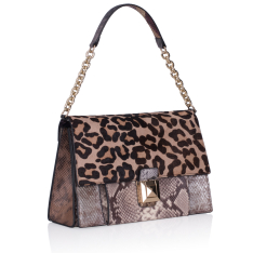  GEANTA ZEVO DAMA UNICAT CREM PIELE NATURALA PREMIUM PRINT PITON SI PRINT LEOPARD ZAIRA