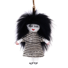ACCESORIU GEANTA PAPUSA CHARM POMPON NEGRU BLANA VULPE
